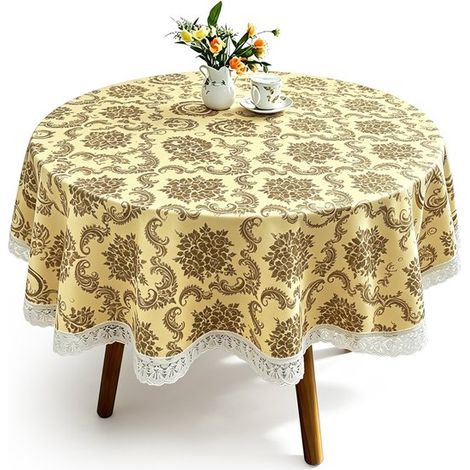 Nappe ronde lavable. Nappe ronde imperméable en vinyle PVC. Nappe ronde en plastique. Protège-table rond pour la cuisine et la salle à manger. Résistante à l'huile et... (1/5)
