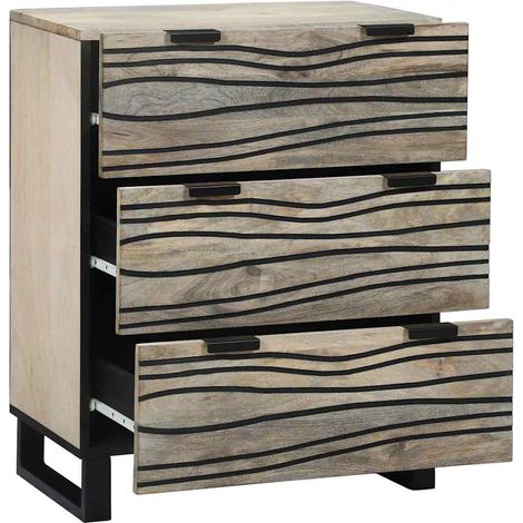 Maison La Vie - Buffet Salon Moderne - Meuble de rangement - Blanc 60 x 33.5 x 75 cm Bois de manguier massif bu2593 (1/5)