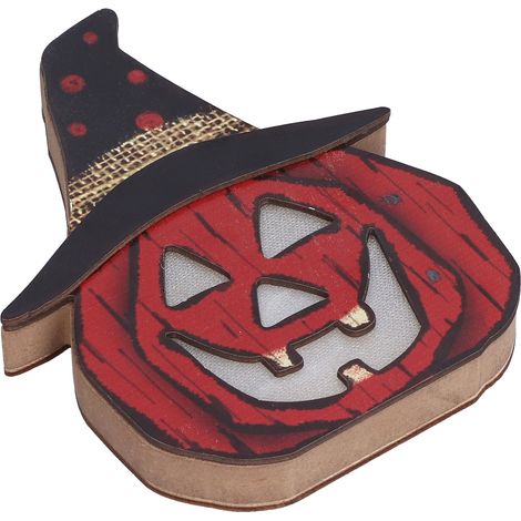 Lanterne citrouille en bois d'Halloween avec LED fantôme, décoration pour fête ou cadeau (1/5)