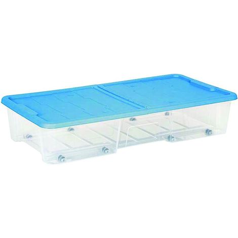Contenitore Sottoletto Masterbox Colore Trasparente/Blu Art.511 - cm.77x39x15h. - lt.35 - 12 pz
