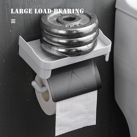 Porte serviette en papier avec plateau étagère adhésif toilette roll sans percement salle de bain pour cuisine, pour la salle de bain (1/5)