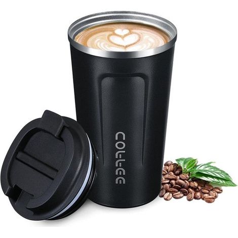 Tazza termica isolata, tazza da viaggio, tazza da viaggio in acciaio inox, tazza da auto a doppia parete a prova di perdite, per viaggi e ufficio, verde 380 ml (1/5)