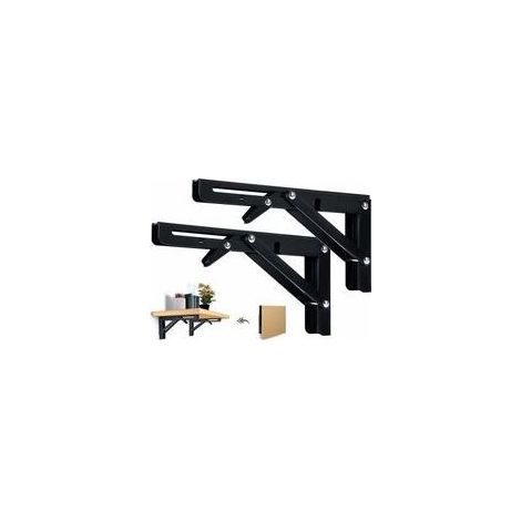 soportes plegables para estantes de 300 mm, soporte angular plegable para estante de pared, soporte plegable resistente, color negro, soporte plegable para consola, estante de pared y mesa, capacidad  (1/5)