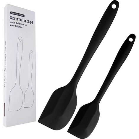 Silikon Spatel Set 2 Stück, BPA-frei, Hitzebeständig bis 250°C, Schwarz