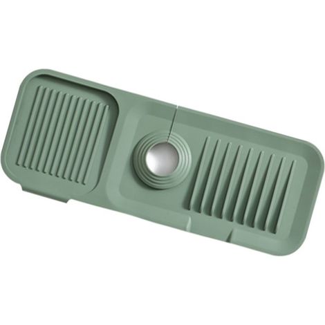Tapis de protection en silicone pour robinet, sûr, propre et inodore, idéal pour la cuisine et la salle de bain, couleur vert foncé. (1/5)