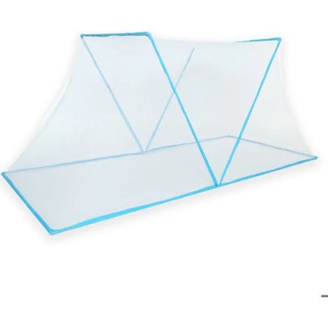 Moustiquaire pliable en polyester, installation gratuite, pour chambre à coucher, bleu, grand lit double 190 x 160 x 80 cm (1/3)