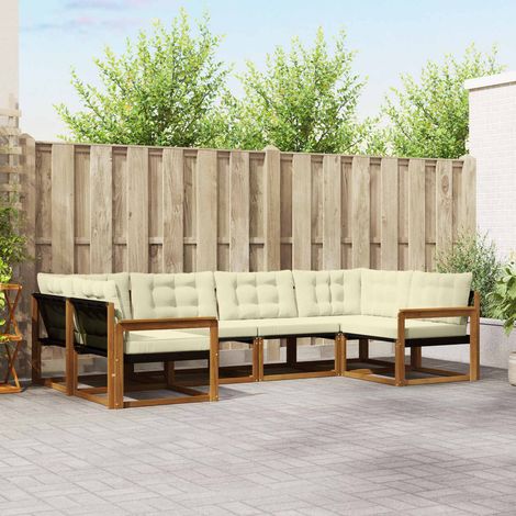 Outdoor-Sofagarnitur mit Kissen 6 pcs Natur und Creme (1/5)