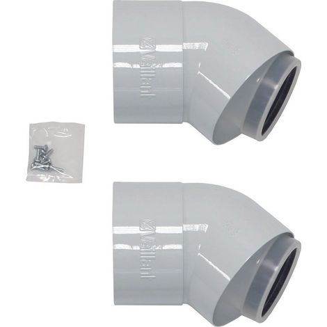 Vaillant Codo de 45 grados (2 uds.) Conducto de aire/gas de combustión de condensación, PP, 80/125 mm, 303211