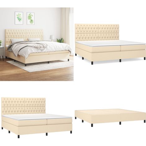 Boxspringbett mit Matratze Creme 200x200 cm Stoff - Boxspringbett - Doppelbett - Cremefarbenes Bett - Bettrahmen - Matratze - Home & Living