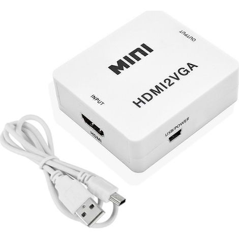 Adaptateur convertisseur VGA compatible 1080p pour PC, ordinateur portable et TV (blanc) (1/5)