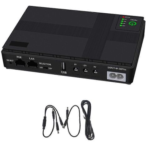Alimentation de secours UPS 10400mAh pour LED, Enceinte, Routeur WiFi - Batterie Lithium - Noir UE (1/4)