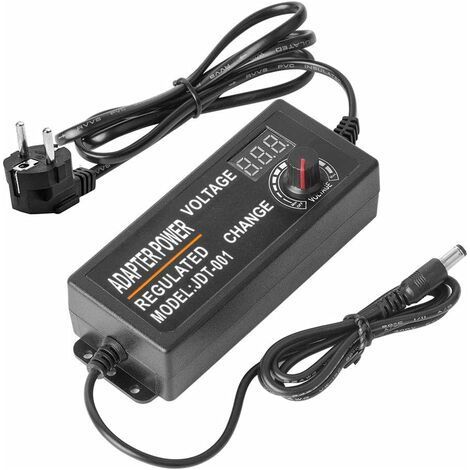 Transformateur d'éclairage ajustable 60W 5A – Tension de sortie 3-12V DC – Protection contre surtensions et courts-circuits – Compatible avec bandes LED - AC100V-240V (1/4)