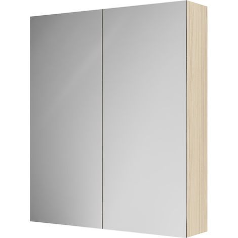 Napoli Light Oak 600mm Wall Mounted Mirrored Cabinet - 600mm -