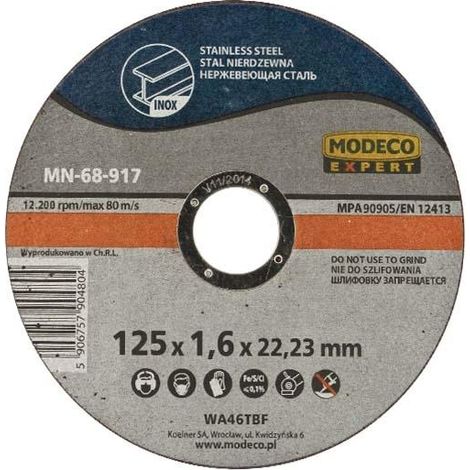 Meule plate pour la coupe de l'acier inoxydable 230 x 1,9 x 22,23 mm MN-68-915