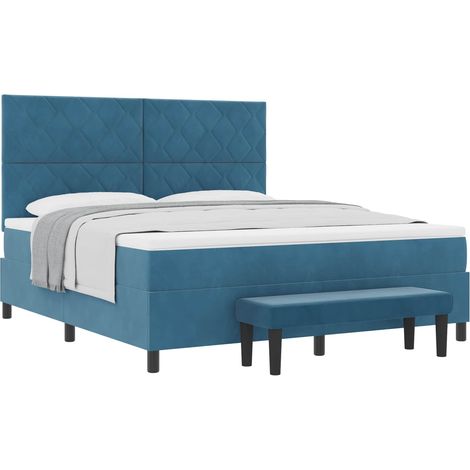 Maison Exclusive - Letto a molle con testiera Blu scuro 200 x 180 cm Velluto (1/5)