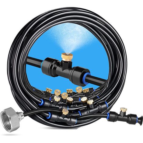 Système de brumisation extérieur Kit 15m avec 21 buses en laiton et raccord 3/4" pour terrasse jardin serre rafraîchissement efficace (1/5)