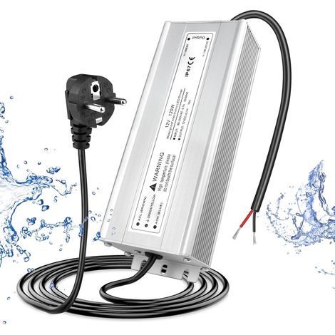 Alimentation 12V 10A 120W IP67, Transformateur 220V 12V Étanche avec Prise, Convertisseur AC 220V vers DC 12 Volts, Transfo pour Bandes, Lampes et Projecteurs (1/5)