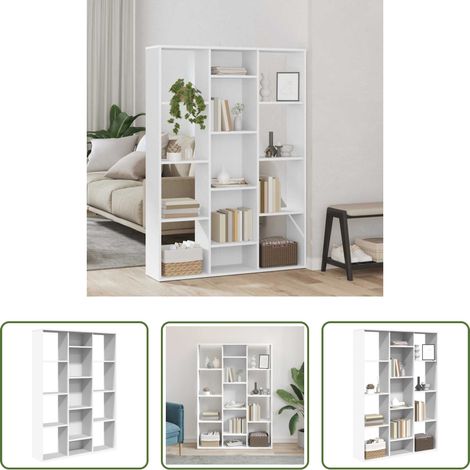 Bücherregal - Raumteiler/Bücherregal Weiß 100x24x140 cm Holzwerkstoff (1/5)