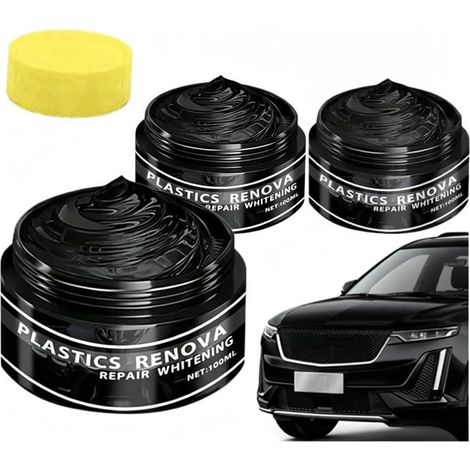 Revitalisant Rénovateur De Garnitures Noires Pâte Réparatrice De Rayures À Séchage Rapide, Rénovateur Pour Tableau Bord,100ML 3pcs