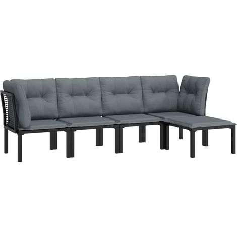 vidaXL Set Salotto da Giardino 5 pz Nero e Grigio in Polyrattan (1/4)