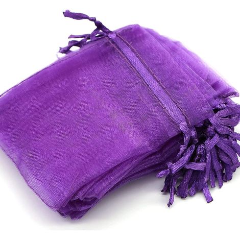 Sachets En Organza - 100 Pièces - Violet - 7x9 Cm - Cordon De Serrage - Mariage Et Cadeaux
