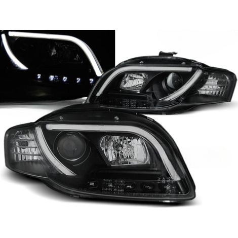 Paire de feux phares Audi A4 B7 de 2004 a 2008 Tube Light led LTI noir-27361041