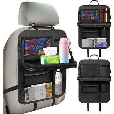 Organizzatore per auto, organizer per auto per bambini con vassoio e tasca per telefono/tablet, organizer impermeabile per sedile posteriore dell'auto per riporre giocattoli/libri/oggetti di ricambio (1/4)