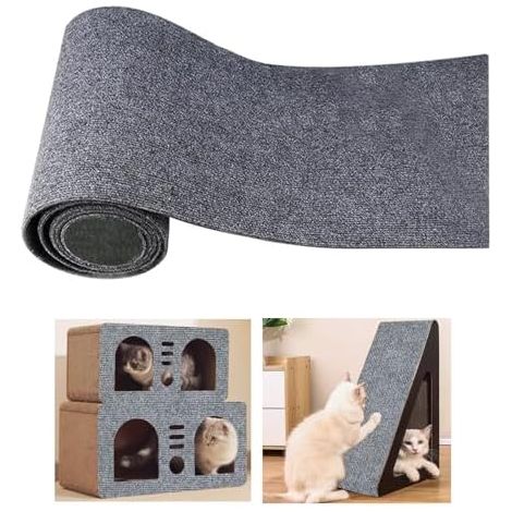 Tapis Griffoir Chat Auto-Adhésif 200x40 cm, DIY Découpable, Protection Canapé Tour à Chat Poteau, Bois Meubles (1/5)