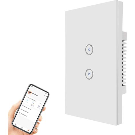 INTERRUPTOR DE LUZ PANTALLA TÁCTIL CRISTAL CRISTAL BLANCO DOBLE WIFI