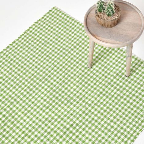 HOMESCAPES Tapis carreaux Vichy Vert, 60x90 cm