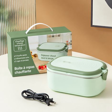 Boîte repas chauffante électrique sans eau cuve inox 304 220V lunch box isotherme vert 1 g – Livraison gratuite