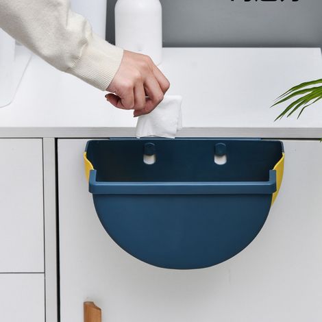 Poubelle de cuisine suspendue pliable, bleu marine (1/5)