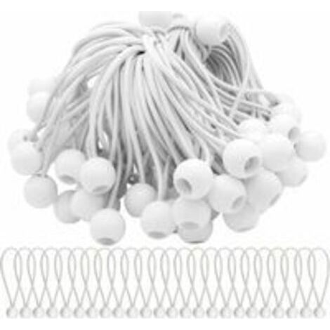 Pack of 100 Elastic Tensioner Elastic Cords with Balls Elastic Bungee Elastic Balls for marquees, tents, banners and tarpaulins (1/5)