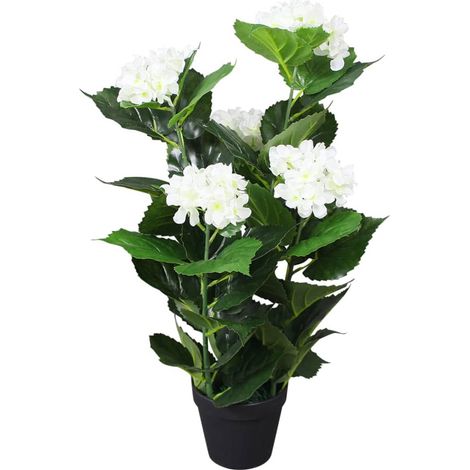 Künstliche Hortensie mit Topf 60 cm Weiß