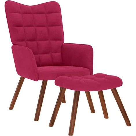 Chaise longue réclinable avec repose-pieds intégré – Fauteuil relax en velours bordeaux, design élégant et confort maximal pour salon ou chambre (1/5)