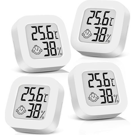 4PCS Hygromètre Numérique Thermomètre Intérieur Thermometre Frigo Digital, Petit Moniteur Mini Numérique à Haute Précision Capteur Humidité (1/5)