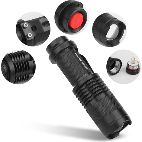 Schwarze LED-Taschenlampe (365 nm) zur UV-Detektion und -Inspektion (1/5)