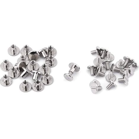 20 Pièces Rivets Pour Cuir Fileté Vis Chicago en Laiton Écrou à Tête Plate Rivets à Ongles Vis en Cuir Artisanat Réparation Fournitures (6,5 mm) (1/5)