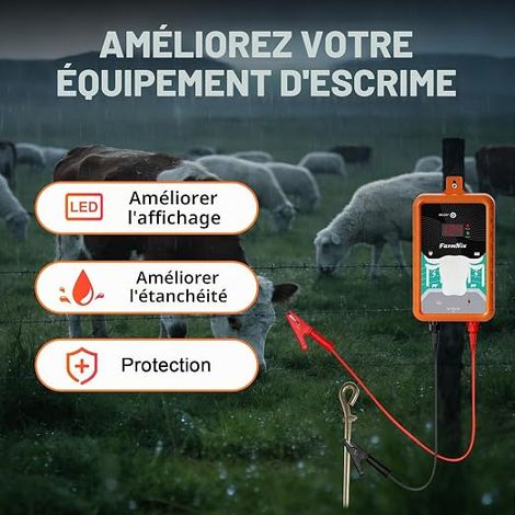 Électrificateur de Clôture Électrique , Étanche  Alimentation – Choc pour La Protection des Animaux (1/4)