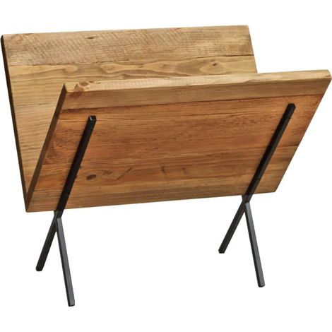 Porte-revues en bois recyclé et pieds filaires en métal noir - CHALET (1/5)