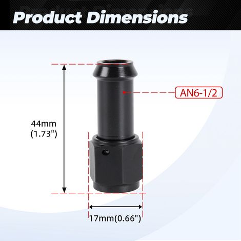 Internal threaded hose barbed fitting aluminum fuel line adapter - AN6-1/2 (1/4)