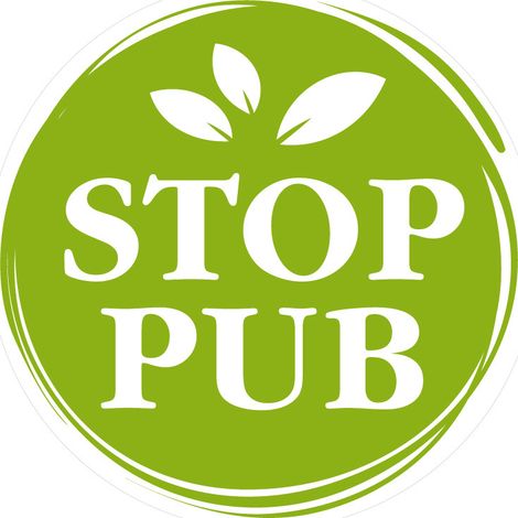 Signaletique.Biz France – Lot de 2 autocollants stop pub vert 6 cm – Adhésif écologique pour boîte aux lettres – Résistant aux intempéries – Étiquette engagée