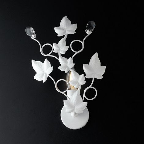 Applique fer minable une lumière Strass blanc 22x h32 cm lierre