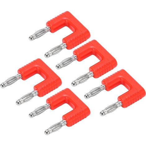 5 pièces J.20004 Fiche banane avec pas de 19 mm, fiche banane double pointe en cuivre nickelé, rouge. (1/5)