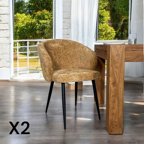 Chaise dossier rond tissu moutarde (lot de 2) IENA (1/5)