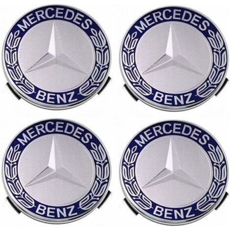 FENOPLASTICACache-moyeux pour Mercedes-Benz (75 mm) – Lot de 4, couleur bleue, compatible montage rapide – TRIMEC (1/5)