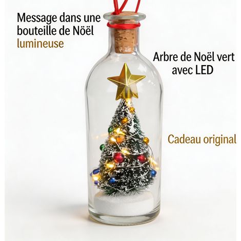 Bouteille de Noël sonore et lumineuse en forme de sapin vert, fonction enregistrement de message, décoration d’ambiance festive pour maison, 20×6,8×6,8cm avec bouchon, vert (1/5)