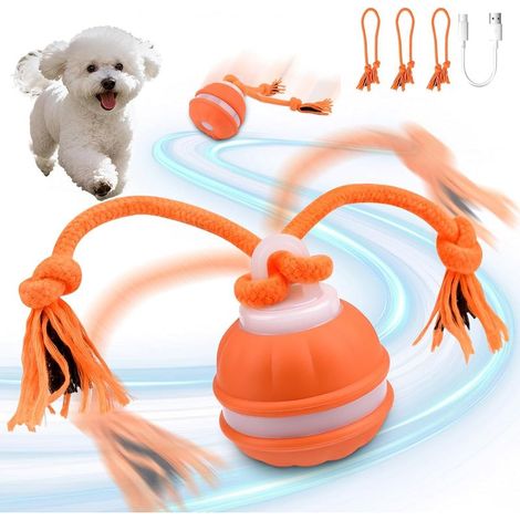 Balle Interactive Chien, Jouet interactif pour chiens Intelligent Rechargeable, Balle Pour Chien Qui Roule Toute Seule, 3 modes de jeu, pour chiens avec queue pour petits chiens et chiots (B) (1/5)