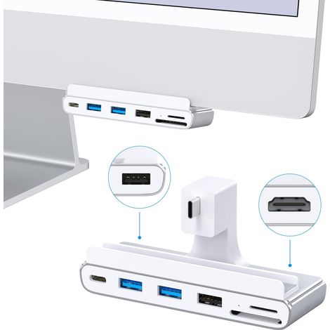 Adaptateur USB 8 en 1 pour iMac avec HDMI 4K 60 Hz, USB 3.0 5 Gbit/s, Lecteur de Carte SD/TF, Station d'accueil USB C pour iMac 24" M1/M3/M4 (1/5)