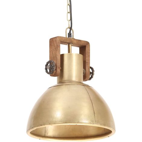 vidaXL Lámpara colgante industrial redonda 25 W latón 30 cm E27 (1/2)